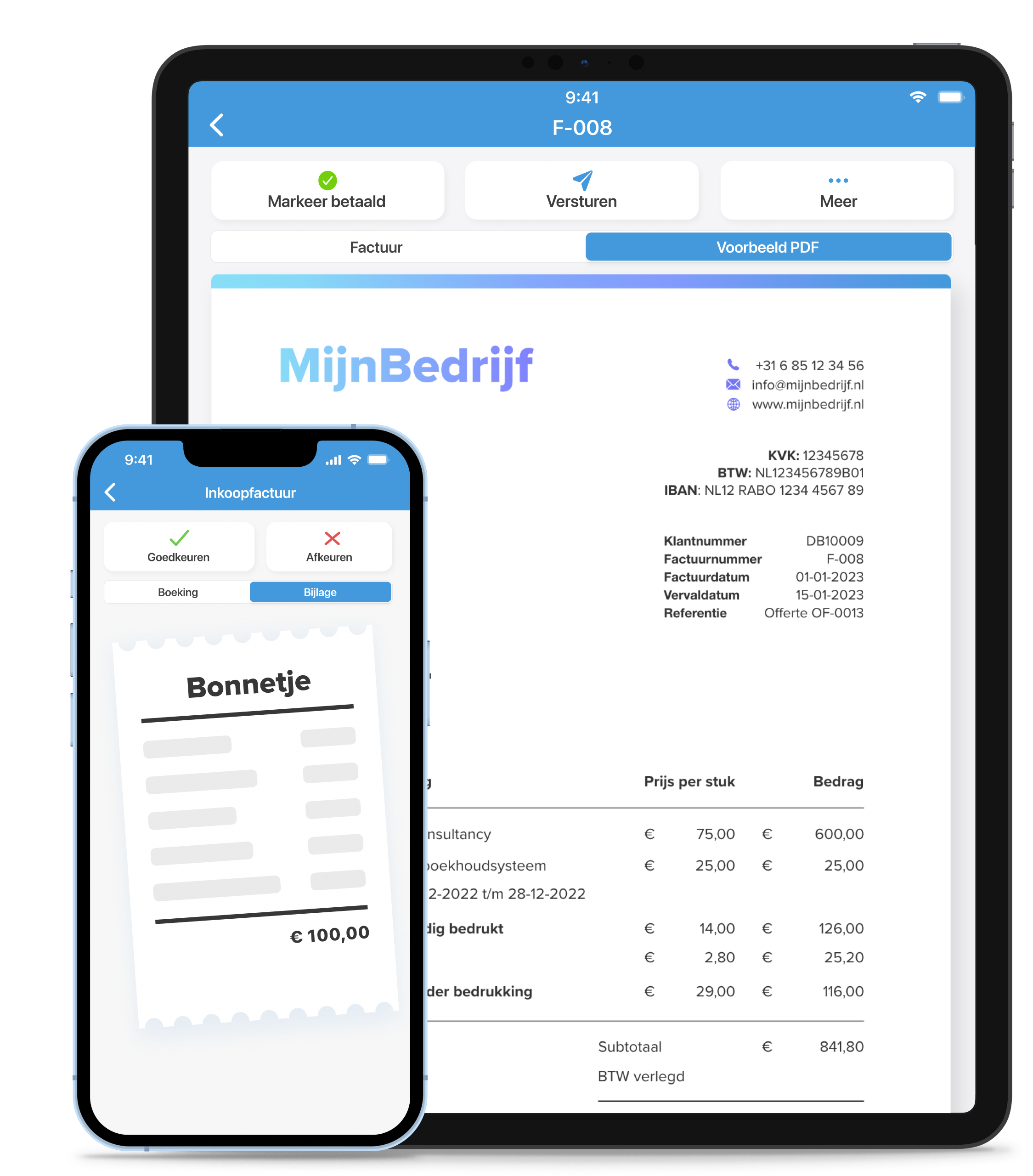 Capture d'écran de WeFact — Mobile and tablet app with invoice preview